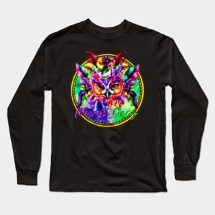 Mardi Gras 2023 Festive Owl Design Long Sleeve T-Shirt